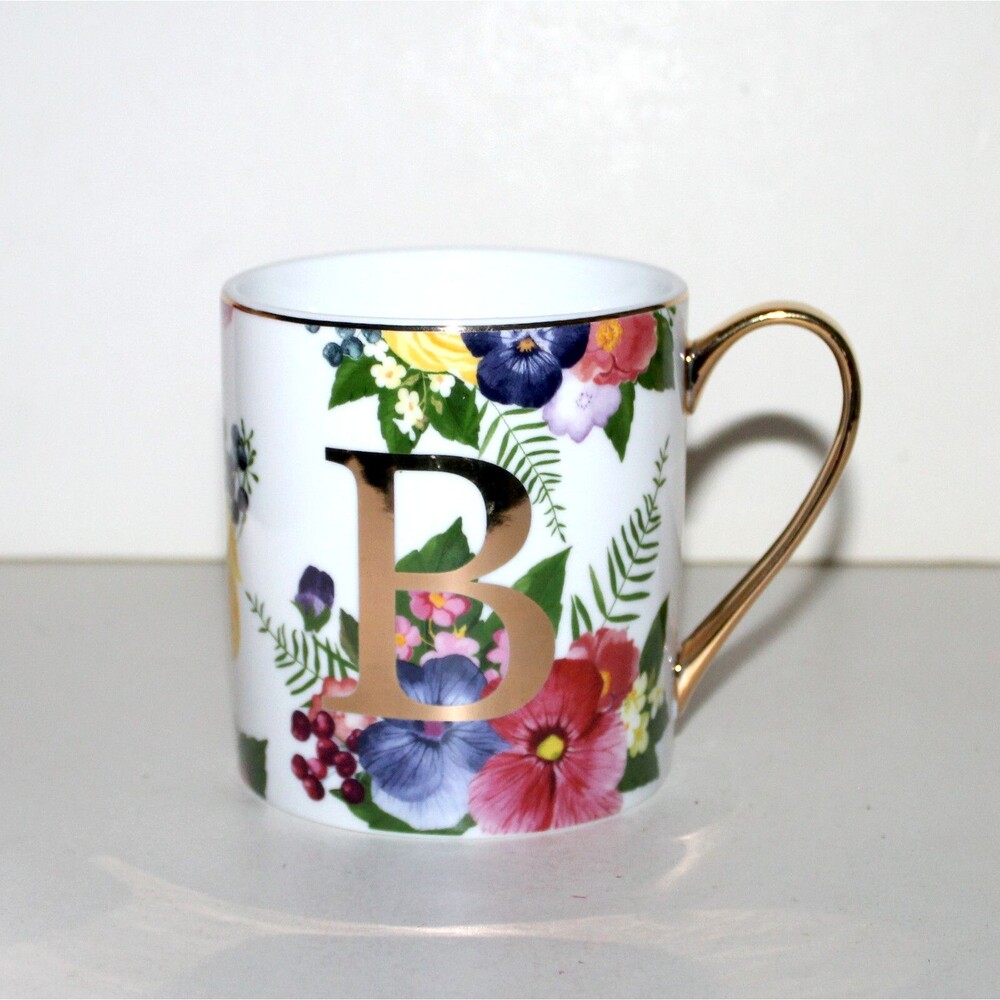 Salvador Bachiller coffee tea Mug Letter B monogram floral gold Spain Europe